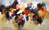 Mashkoor Raza, 30 x 48 Inch, Oil on Canvas, Abstract Painting, AC-MR-477